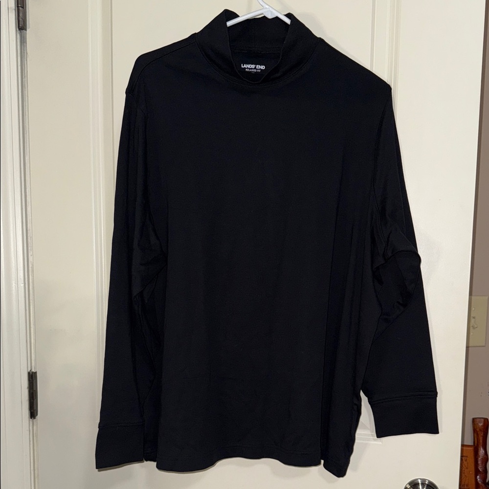 Lands' End Men's Classic Black Turtleneck Sweater